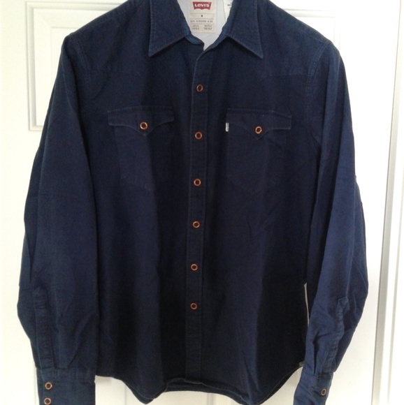 Levis Standard Fit Mens M Blue copper Snap Western